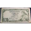 1270. Series 1954 Bank of Spain Five Pesetas Banknote. VF.