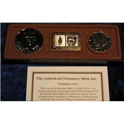1365. 24K Gold Overlay Kennedy Memorial Set with 1980 D