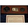Image 1 : 1365. 24K Gold Overlay Kennedy Memorial Set with 1980 D