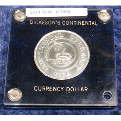 1366. 1776 Dickeson's Continental Currency Dollar. Brilliant Unc.
