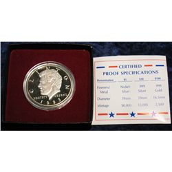 1367. 1993 Hutt River $10 Clinton .999 Silver Commemorative.