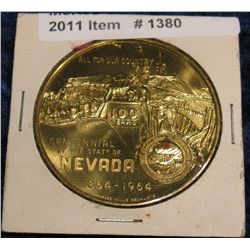 1380. 1864-1964 Nevada Centennial Medal. Brass. BU. 39mm.