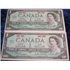 Image 1 : 1399. (2) Series 1867-1967 Bank of Canada $1 Notes. CU.