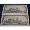 Image 2 : 1400. (2) Series 1867-1967 Bank of Canada $1 Notes. CU.