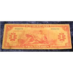 1402. 1942 Curacao One Gulden Bank note. VG.