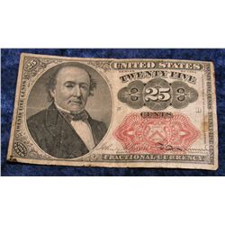 1413. Series of 1874 25c U.S. Fractional Currency. VG.