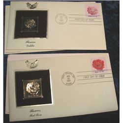 1447. (2) 1981 Flowers 22K Gold Stamped Covers.