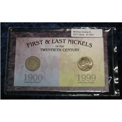 1451. First & Last 1900 and 1999 Nickel Set.