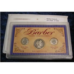 1455. Barber Coin Collection. 2-Dimes and Quarter.
