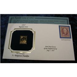 1467. 1847 5c Franklin 22K Gold Stamped Cover.