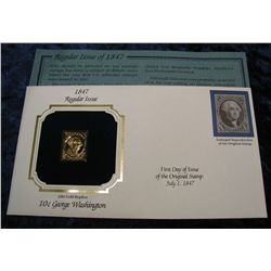 1468. 1847 10c Washington 22k Gold Stamped Cover.
