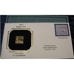 1472. 1869 3c Locomotive 22K Gold Stamped Cover.