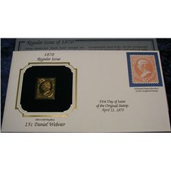 1475. 1870 15c Daniel Webster 22K Gold Stamped Cover.
