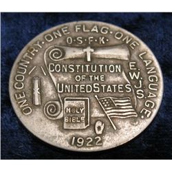 1533. 1922 KKK Membership Medal. White Medal.