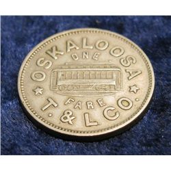 1571. "Oskaloosa/One/Fare/T. & L. Co." A-C#730-A. 20mm. VF.
