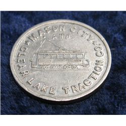 1572. Mason City Street Car Token. "Mason City/and/Clear Lake Traction Co."