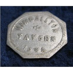 1577. "Kimballton/Tavern/Iowa", "Good For/10c/In Trade", oct.,