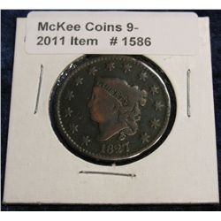 1586. 1827 U.S. Large Cent. F-12.