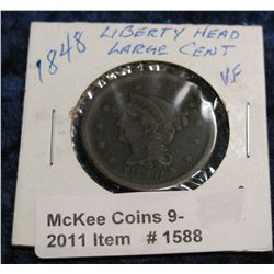 1588. 1848 U.S. Large Cent. VF.
