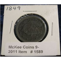 1589. 1849 U.S. Large Cent. VF 20. Year of the California Gold Rush.