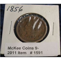 1591. 1856 U.S. Large Cent. VF.