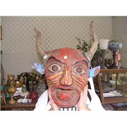 original African? carved & handmade lagre devil / demon  tribal mask