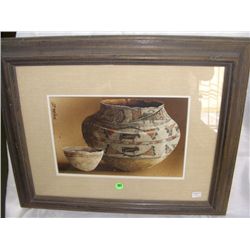 original watercolor by listed artist Bernard. Vetter southwest pots