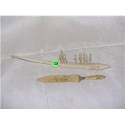 2 piece hand carved Ivory Native American? items