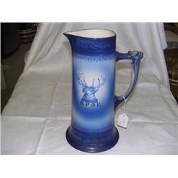 rare blue and white olympia brewery / B.P.O.E. advertising pitcher