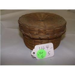 NE Native American vintage Iroquois / Saint Regis sweet grass ash splint covered basket