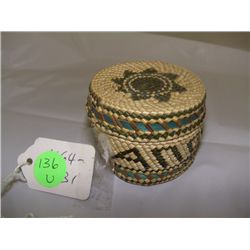 NW Native American Nootka small treasure basket w/ Port Angeles design 1940-50's
