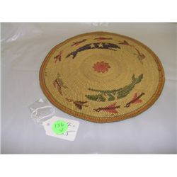 NW Native American Makah flat tray flying bird and whale 1930'40's very fine weave