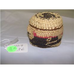 NW Native American Nootka small treasure basket w/ happy whale post 1950