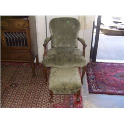 mint 1930's arm / side chair with matching foot stool  SSR