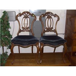2 piece fancy carved parlor chairs (both seats need restuffed and tied) not major  SSR