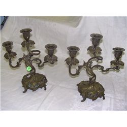 2 piece bronze / brass? candlestick holders
