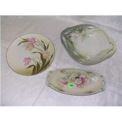3 piece R-S porcelain hand painted dishes