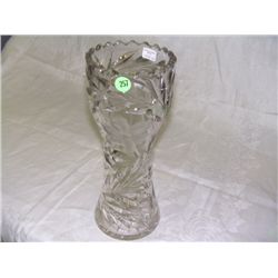 heavy cut crystal vase with flower design