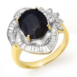 Genuine 5.55ctw Sapphire & Diamond Ring 14K Yellow Gold