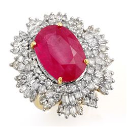 Genuine 12.16 ctw Ruby & Diamond Ring 14K Yellow Gold