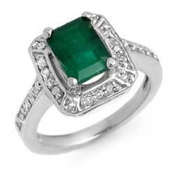 Genuine 2.40 ctw Emerald & Diamond Ring 14K White Gold