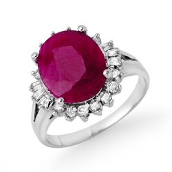 Genuine 4.06 ctw Pink Sapphire & Diamond Ring 14K White Gold