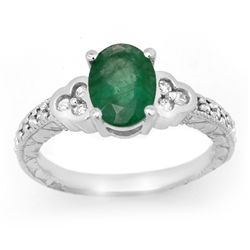 Genuine 2.29 ctw Emerald & Diamond Ring 14K White Gold