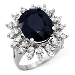 Genuine 9.85ctw Sapphire & Diamond Ring 14K White Gold