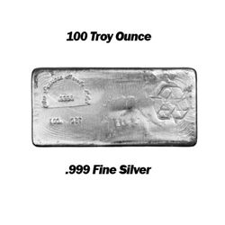 100 Troy Ounce Silver Bar .999 Fine Silver quality