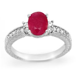Genuine 2.31 ctw Ruby & Diamond Ring 14K White Gold