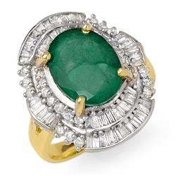 Genuine 5.95 ctw Emerald & Diamond Ring 14K Yellow Gold