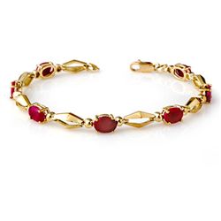 Genuine 6.0 ctw Ruby Bracelet 10K Yellow Gold