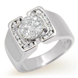 Natural 2.08 ctw Diamond Men's Ring 10K White Gold