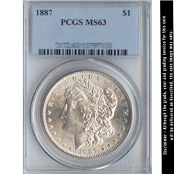 1887 Morgan Silver Dollar PCGS Certified MS63